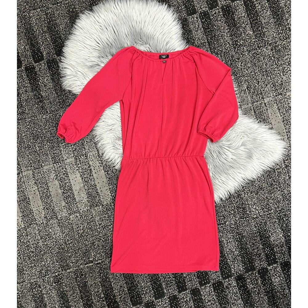 TALBOTS Lightweight Stretch POLY-KNIT KEYHOLE Drop Waist Maxi Red Dress Petite
